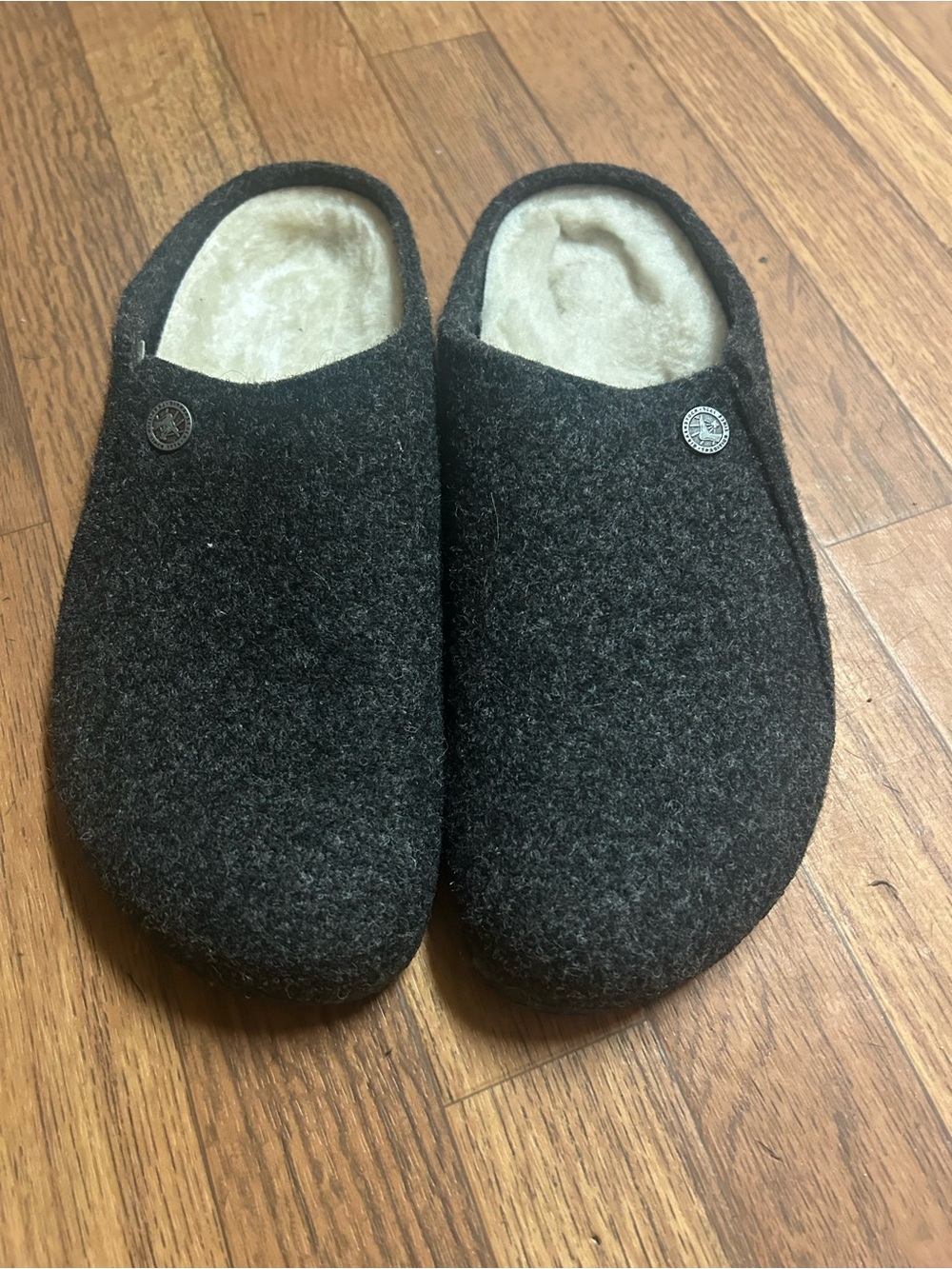 Birkenstock Charcoal Felt Slip-On Wool-Lined Clogs